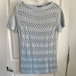 Soft Grey Short Sleeve Knit Sweater. Size M.
